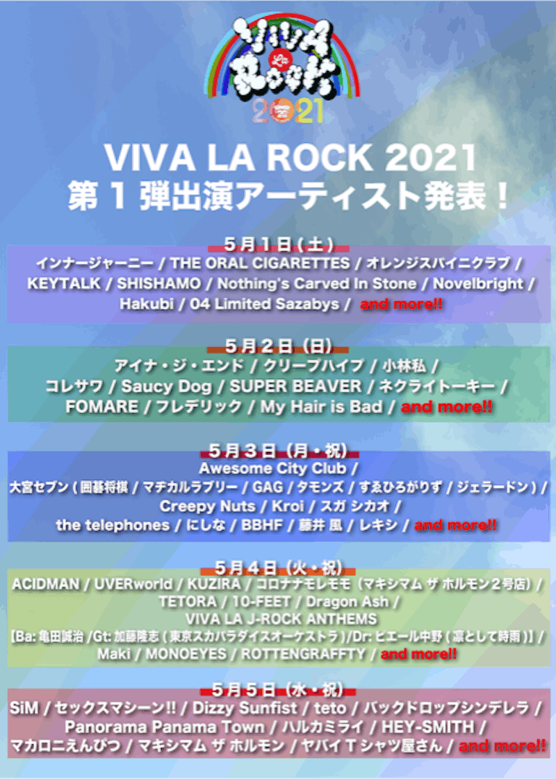 VIVA LA ROCK 2021出演決定！ | FOMARE official website